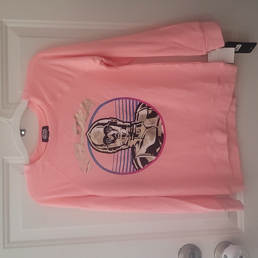 STAR WARS GIRL'S GOLDEN 3-CPO SWEATSHIRT: PINK: NEW WITH DEFECT: SZ XL (14/16)
